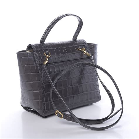 celine nano belt bag crocodile|CELINE Calfskin Crocodile Embossed Nano Belt Bag Grey .